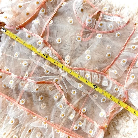 ✨Last Chance💋🌸🌼DÔEN ‘Orelia’ Daisy Embroidered Tiered Tulle Dress S✨ - Picture 9 of 15
